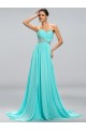 A-Line Sweetheart Beaded Long Blue Chiffon Prom Evening Formal Party Dresses ED010690