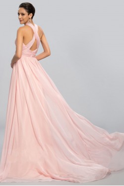 A-Line Long Pink Chiffon Prom Evening Formal Party Dresses ED010691