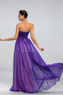 A-Line Strapless Beaded Long Chiffon Prom Evening Formal Party Dresses ED010693
