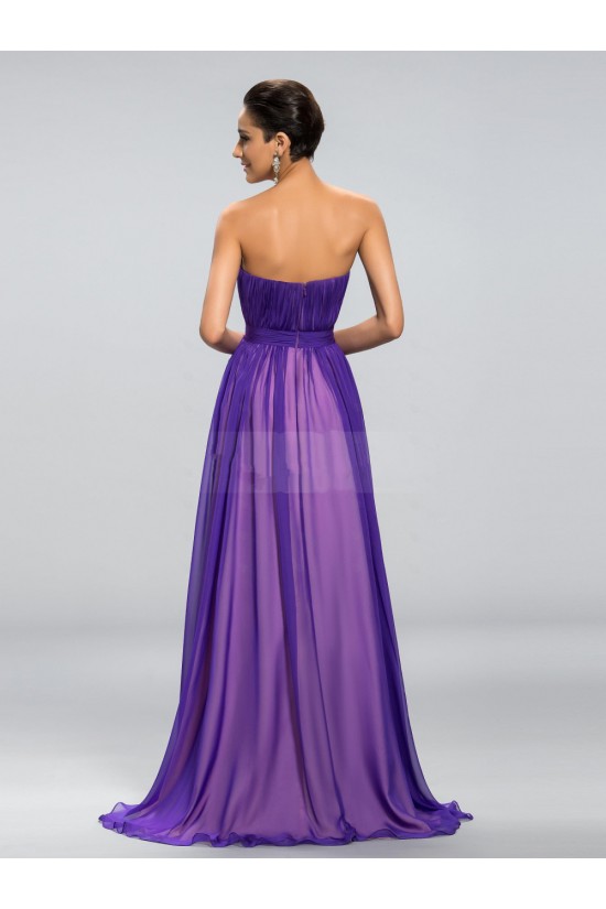 A-Line Strapless Beaded Long Chiffon Prom Evening Formal Party Dresses ED010693