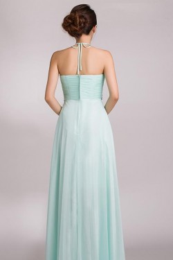 A-Line Halter Beaded Long Chiffon Prom Evening Formal Party Dresses ED010694