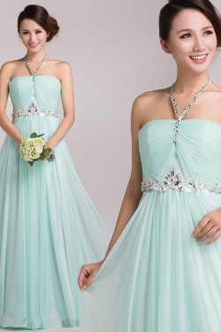 A-Line Halter Beaded Long Chiffon Prom Evening Formal Party Dresses ED010694