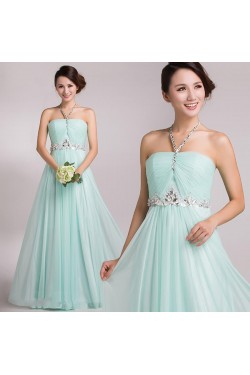 A-Line Halter Beaded Long Chiffon Prom Evening Formal Party Dresses ED010694