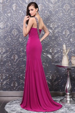 Trumpet/Mermaid One-Shoulder Split-Front Beaded Long Prom Evening Formal Party Dresses ED010695