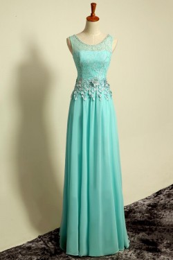 A-Line Beaded Lace and Chiffon Long Prom Evening Formal Party Dresses ED010696