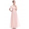 A-Line V-Neck Long Pink Chiffon Prom Evening Formal Party Dresses ED010697
