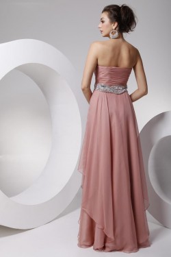 A-Line Strapless Beaded Long Chiffon Prom Evening Formal Party Dresses ED010699