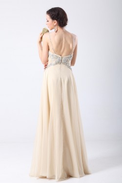 A-Line Spaghetti Strap Beaded Long Chiffon Prom Evening Formal Party Dresses ED010701