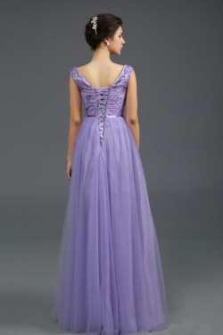 A-Line Off-the-Shoulder Beaded Long Prom Evening Formal Party Dresses ED010708