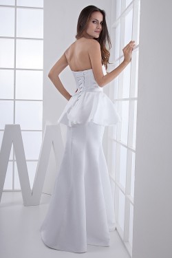Trumpet/Mermaid Strapless Long White Prom Evening Formal Party Dresses ED010711