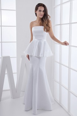 Trumpet/Mermaid Strapless Long White Prom Evening Formal Party Dresses ED010711