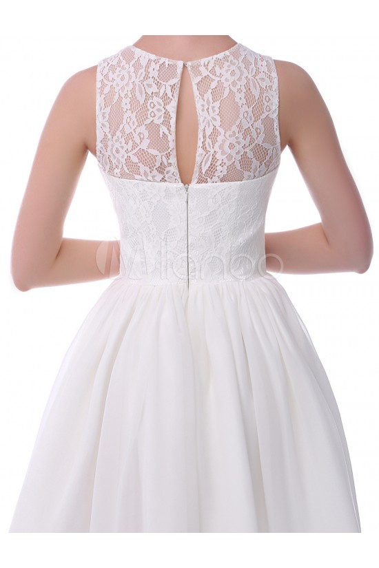 A-Line Short White Lace and Chiffon Prom Evening Formal Party Bridesmaid Dresses ED010717 A-Line Short White Lace and Chiffon Prom Evening Formal Party Bridesmaid Dresses ED010717