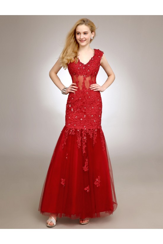 Trumpet/Mermaid V-Neck Long Red Beaded Applique Prom Evening Formal Party Dresses ED010719 Trumpet/Mermaid V-Neck Long Red Beaded Applique Prom Evening Formal Party Dresses ED010719
