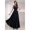 A-Line Bateau Beaded Applique Long Navy Blue Chiffon Prom Evening Formal Party Dresses ED010722
