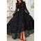 Vinatge Long Sleeve Asymmetrical Black Lace Evening Dress ED010725