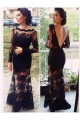 Long Sleeve Lace Black Low V-Back Evening Formal Party Dresses ED010727 Long Sleeve Lace Black Low V-Back Evening Formal Party Dresses ED010727