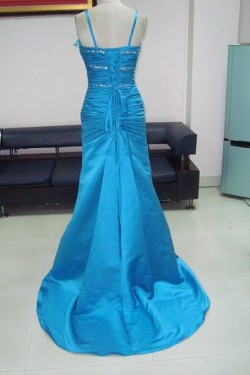 Spaghetti Strap Beaded Long Blue Prom Evening Formal Party Dresses ED010728