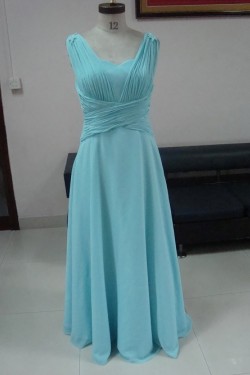 Sheath/Column Long Blue Chiffon Prom Evening Formal Party Dresses ED010732