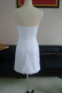 Sheath Sweetheart Short White Lace Prom Evening Formal Party Dresses ED010734