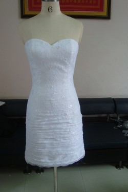 Sheath Sweetheart Short White Lace Prom Evening Formal Party Dresses ED010734