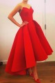 Real Pictures Strapless A-Line High Low Red Prom Dresses ED010737