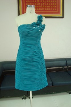 Sheath One-Shoulder Short/Mini Pleated Prom Evening Formal Party Dresses ED010739