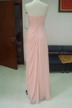 Sheath/Column Strapless Long Pink Chiffon Prom Evening Formal Party Dresses ED010740