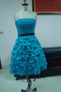 Short Strapless Pleated Prom Evening Formal Party Dresses ED010742