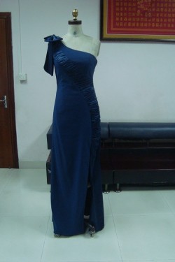 Sheath/Column One-Shoulder Split-Front Long Chiffon Prom Evening Formal Party Dresses ED010743