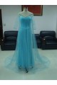 V-Neck Half Sleeve Beaded Long Blue Prom Evening Formal Party Dresses ED010750