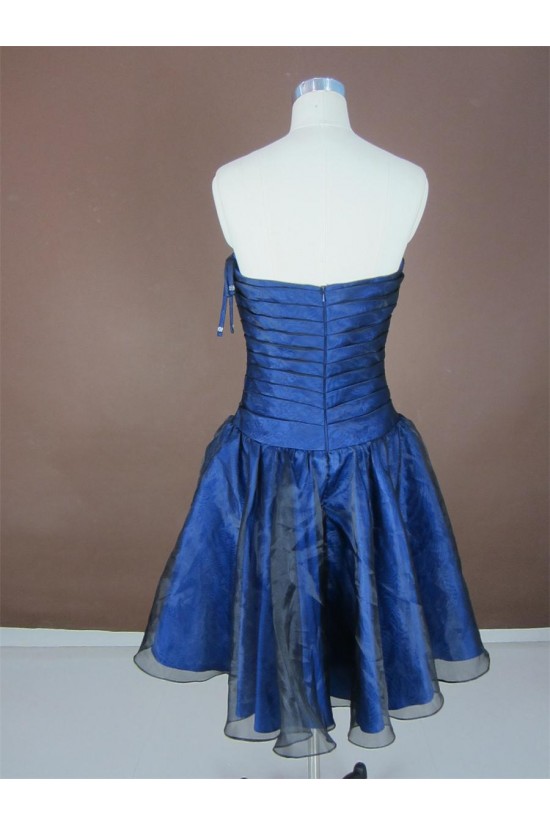 A-Line Strapless Short Blue Prom Evening Formal Party Dresses ED010754