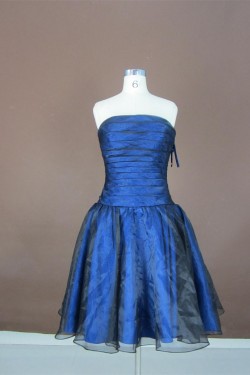 A-Line Strapless Short Blue Prom Evening Formal Party Dresses ED010754