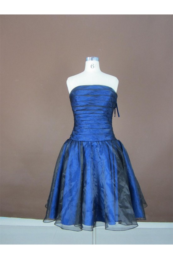 A-Line Strapless Short Blue Prom Evening Formal Party Dresses ED010754