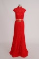 High Neck Long Red Lace Prom Evening Formal Party Dresses ED010758