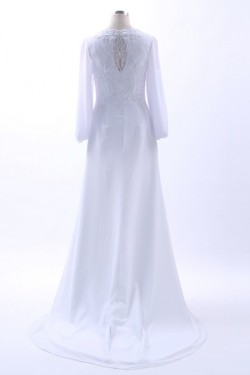 Sheath Long Sleeve Long White Prom Evening Formal Party Dresses ED010767