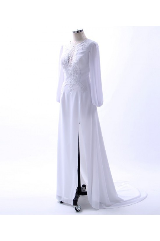 Sheath Long Sleeve Long White Prom Evening Formal Party Dresses ED010767