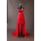 High Low One-Shoulder Beaded Red Chiffon Prom Evening Formal Party Dresses ED010770