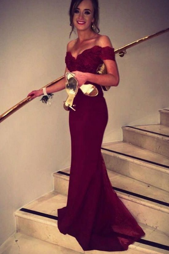 Mermaid Off-the-Shoulder Long Prom Evening Formal Party Dresses ED010771