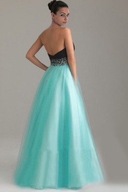 A-Line Sweetheart Black Blue Beaded Floor Length Prom Evening Dresses ED010773