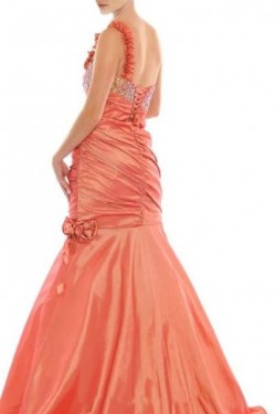 Trumpet/Mermaid One-Shoulder Beaded Taffeta Long Prom Evening Dresses ED010783