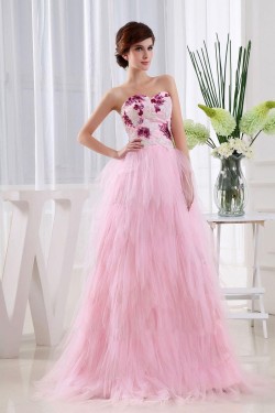 A-Line Long Pink Prom Evening Dresses ED010786