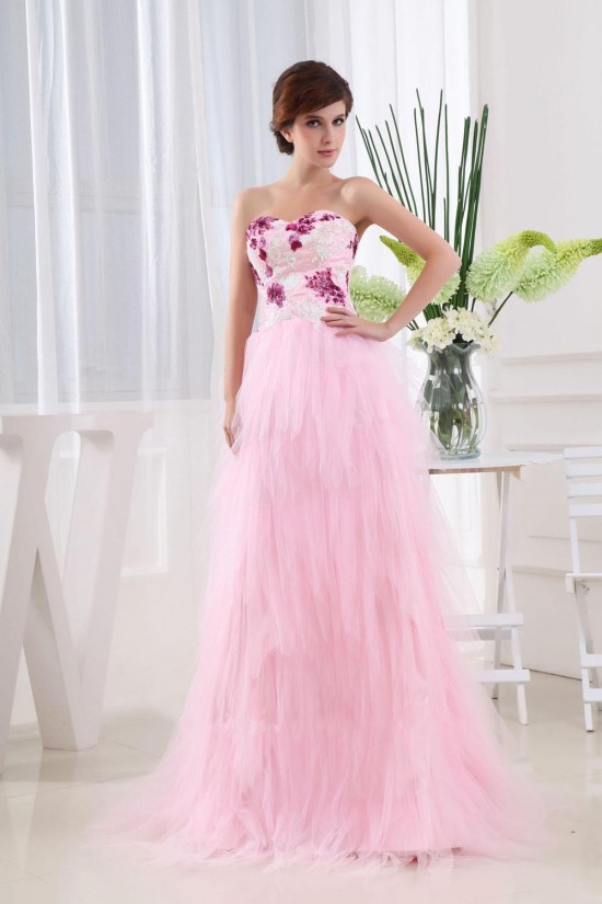 A-Line Long Pink Prom Evening Dresses ED010786 A-Line Long Pink Prom Evening Dresses ED010786