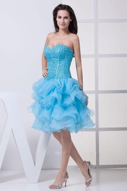 Short/Mini Sweetheart Beaded Blue Cocktail Homecoming Dresses ED010792