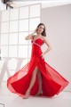 Sheath Beaded Straps Split-Front Long Red Chiffon Prom Evening Dresses ED010798 Sheath Beaded Straps Split-Front Long Red Chiffon Prom Evening Dresses ED010798