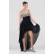 High Low Spaghetti Strap Beaded Black Chiffon Prom Evening Dresses ED010801
