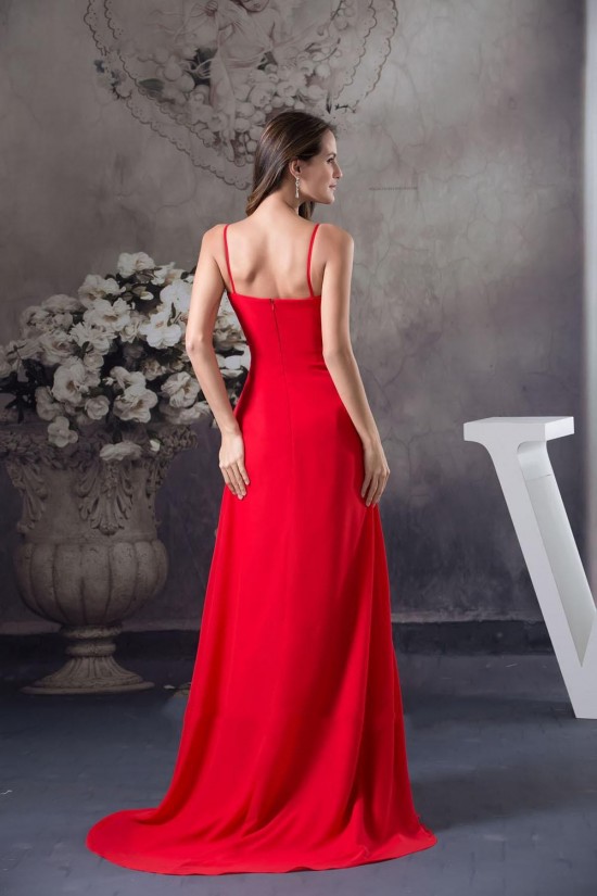 A-Line Spaghetti Strap Long Red Chiffon Beaded Prom Evening Dresses ED010802 A-Line Spaghetti Strap Long Red Chiffon Beaded Prom Evening Dresses ED010802