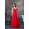 A-Line Spaghetti Strap Long Red Chiffon Beaded Prom Evening Dresses ED010802