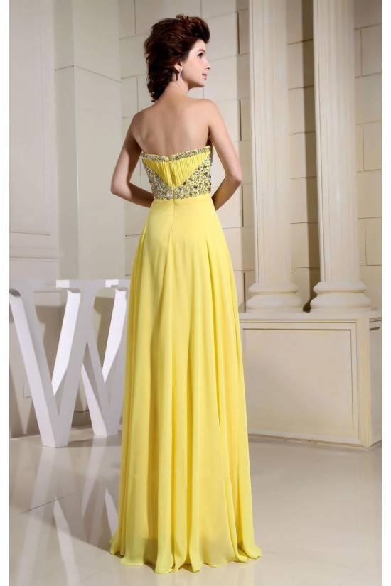 Empire Sweetheart Beaded Long Yellow Chiffon Prom Evening Dresses ED010803 Empire Sweetheart Beaded Long Yellow Chiffon Prom Evening Dresses ED010803