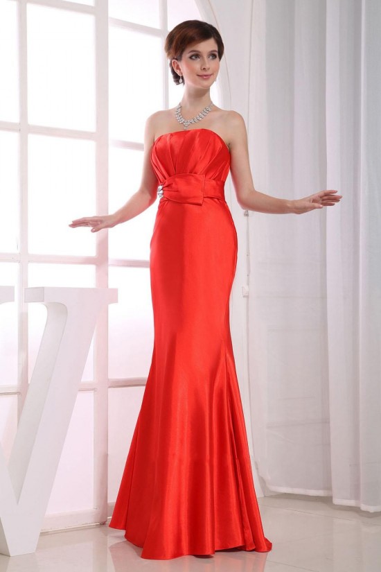 Trumpet/Mermaid Strapless Long Red Prom Evening Bridesmaid Dresses ED010804