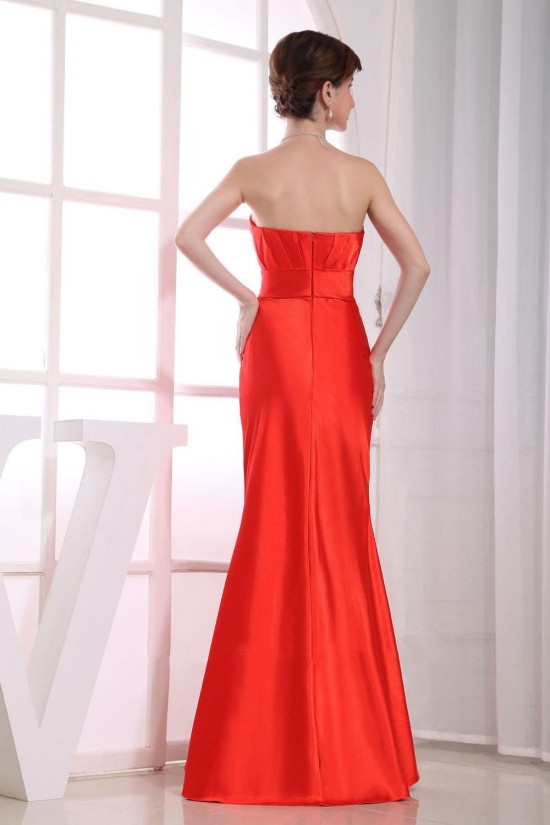 Trumpet/Mermaid Strapless Long Red Prom Evening Bridesmaid Dresses ED010804